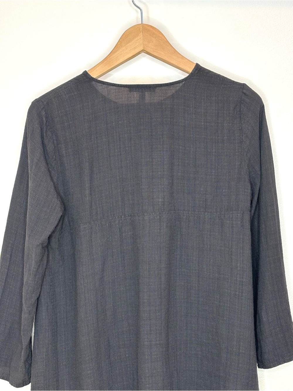 Eileen Fisher Textured Linen Blend Button Front Tunic Top Petite Small - Picture 4 of 10